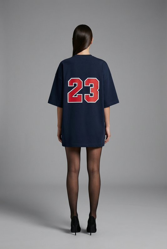 "IDENTITY NO. 23" Women's Oversized NAVY BLUE T-Shirt