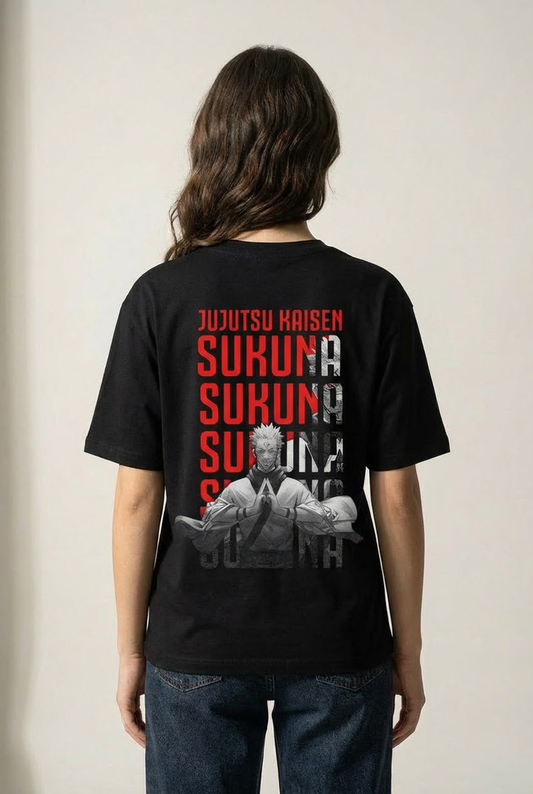 The King of Curses | Jujutsu Kaisen Unisex Oversized BLACK T-Shirt
