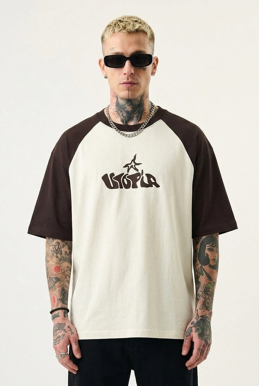 Travis Scott Utopia Unisex Oversized T-Shirt - Coffee Brown off white
