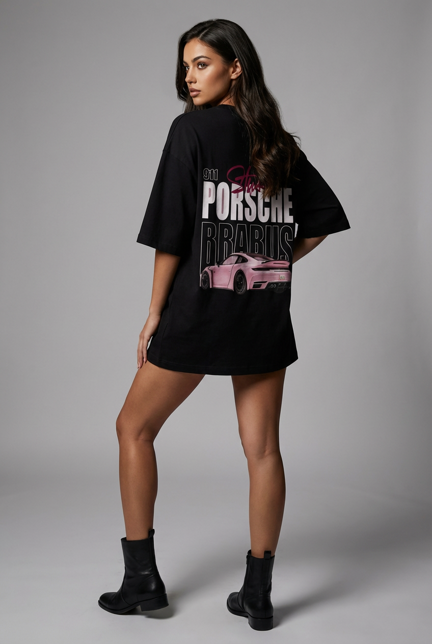 "LUXURY MODE" Women's Oversized BLACK T-Shirt