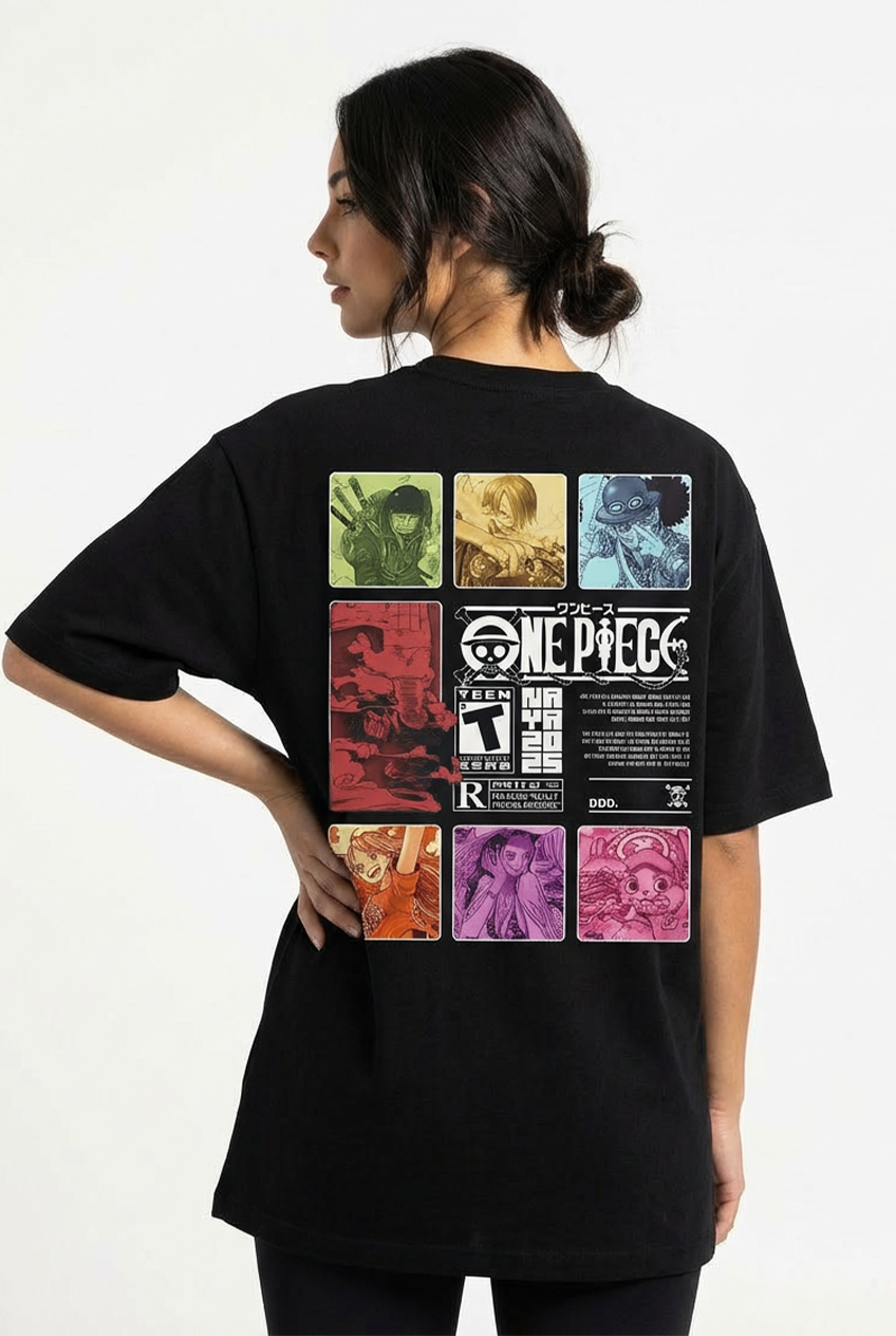 "ONE PIECE SERIES" PREMIUM BLACK TERRY UNISEX OVERSIZED T-Shirt