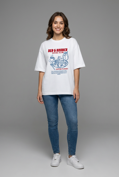 "BED & BRUNCH SOCIAL CLUB" Women's Oversized T-Shirt