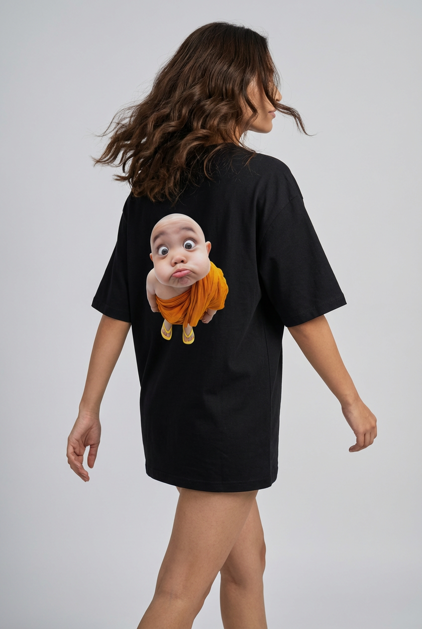 "नटखट" Women's Oversized BLACK T-Shirt