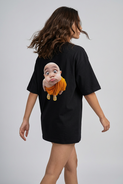 "नटखट" Women's Oversized BLACK T-Shirt