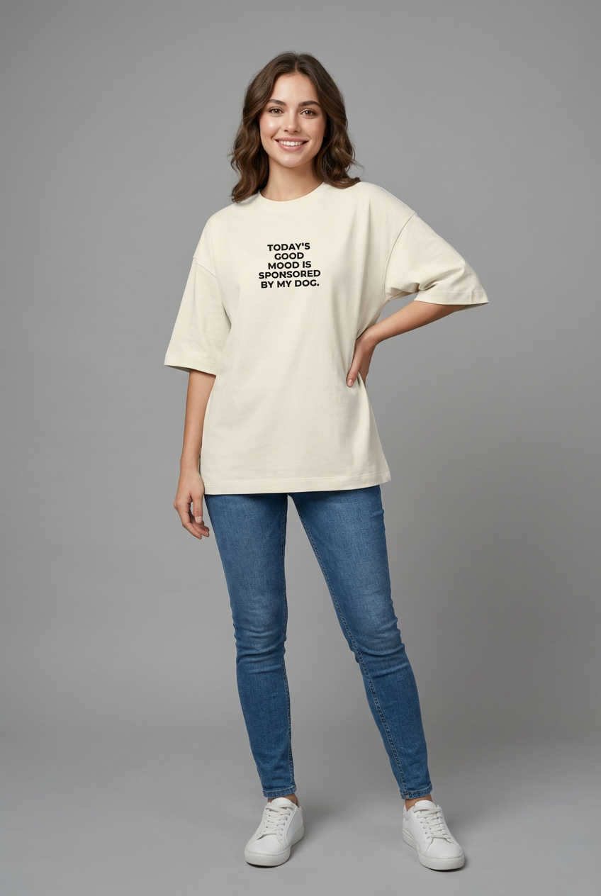 "PET THERAPY" Women's Oversized OFF WHITE T-Shirt