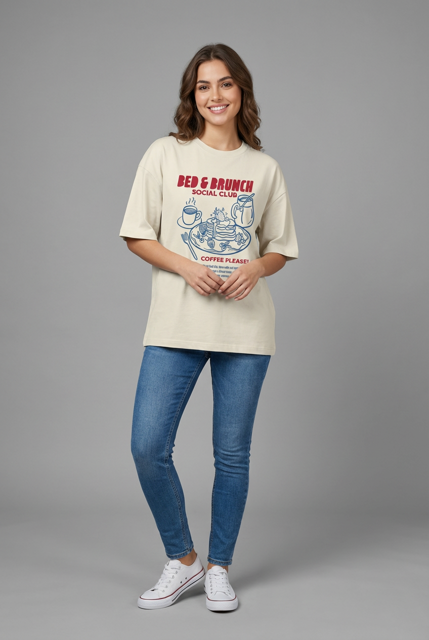 "BED & BRUNCH SOCIAL CLUB" Women's Oversized T-Shirt