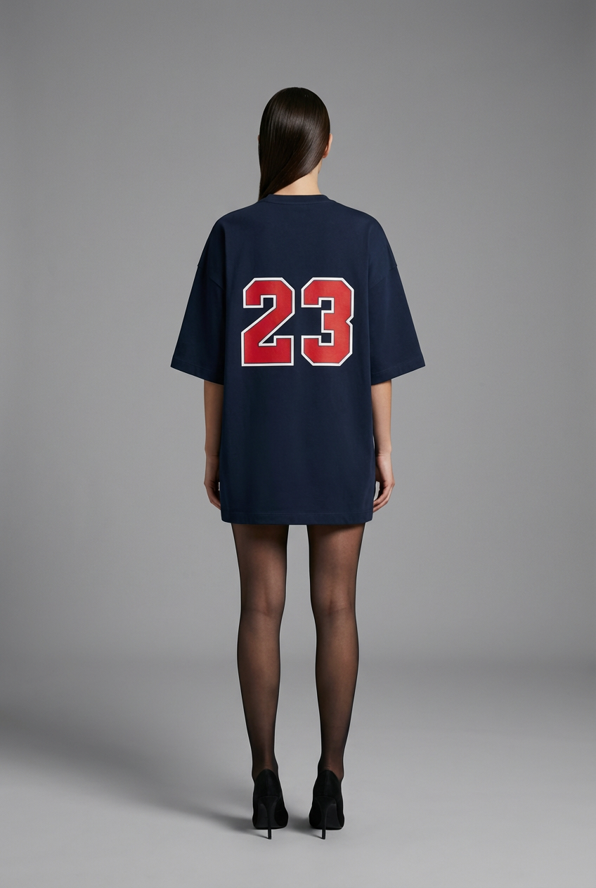 "IDENTITY NO. 23" Women's Oversized NAVY BLUE T-Shirt