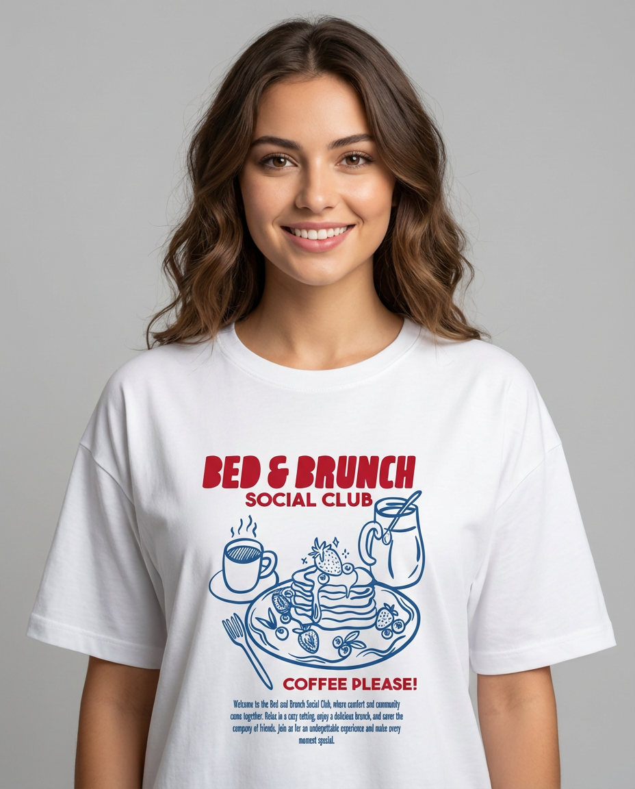 "BED & BRUNCH SOCIAL CLUB" Women's Oversized T-Shirt