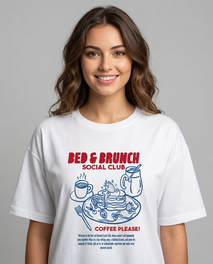 "BED & BRUNCH SOCIAL CLUB" Women's Oversized T-Shirt
