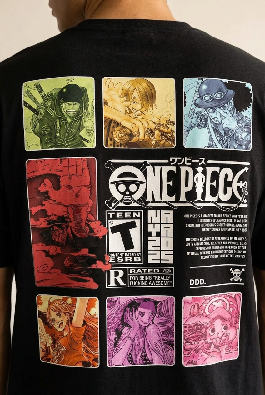 "ONE PIECE SERIES" PREMIUM BLACK TERRY UNISEX OVERSIZED T-Shirt