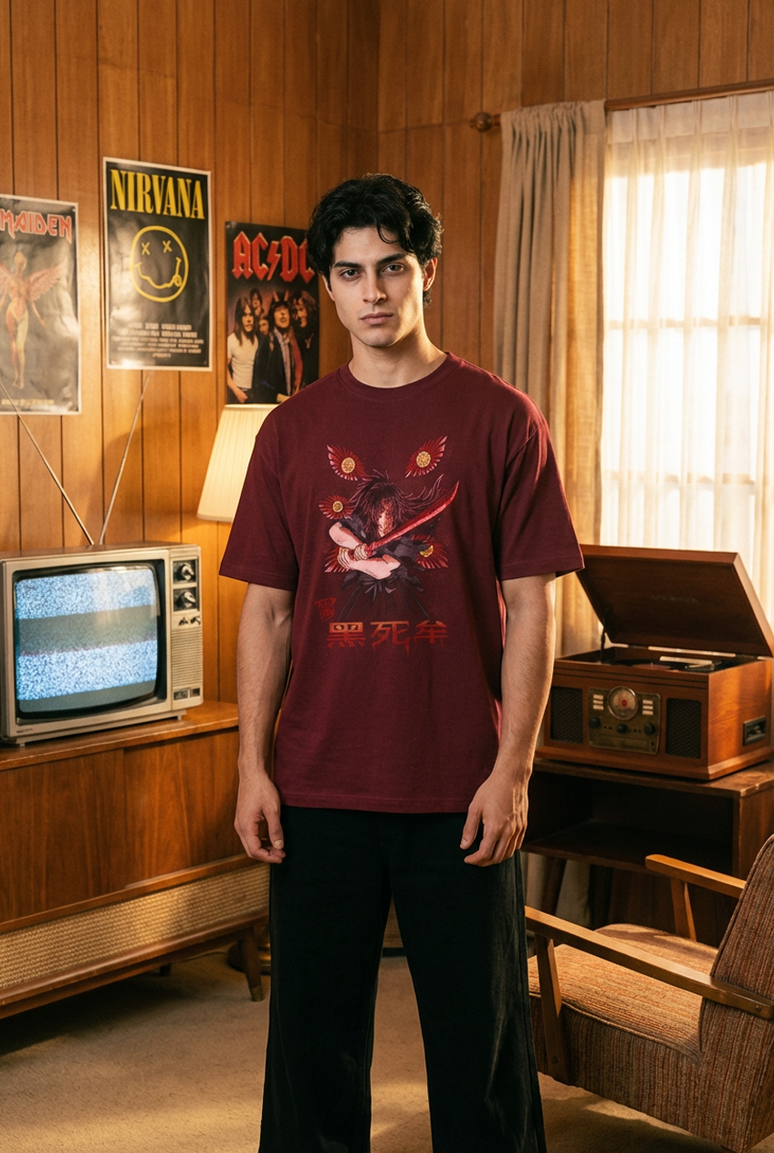 "ETERNAL VIGILANCE" Oversized BURGUNDY T-Shirt