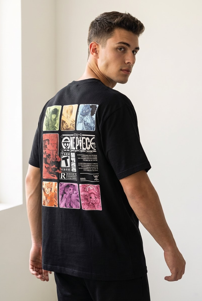 "ONE PIECE SERIES" PREMIUM BLACK TERRY UNISEX OVERSIZED T-Shirt