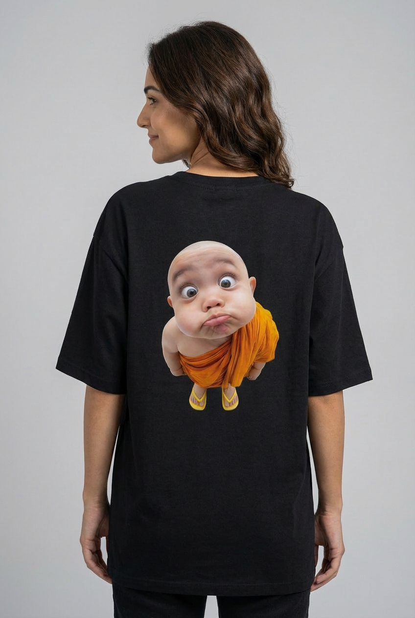 "नटखट" Women's Oversized BLACK T-Shirt