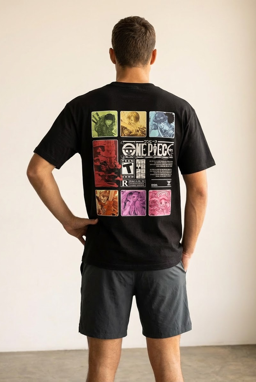 "ONE PIECE SERIES" PREMIUM BLACK TERRY UNISEX OVERSIZED T-Shirt
