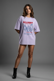 "BED & BRUNCH SOCIAL CLUB" Women's Oversized T-Shirt - Lavender