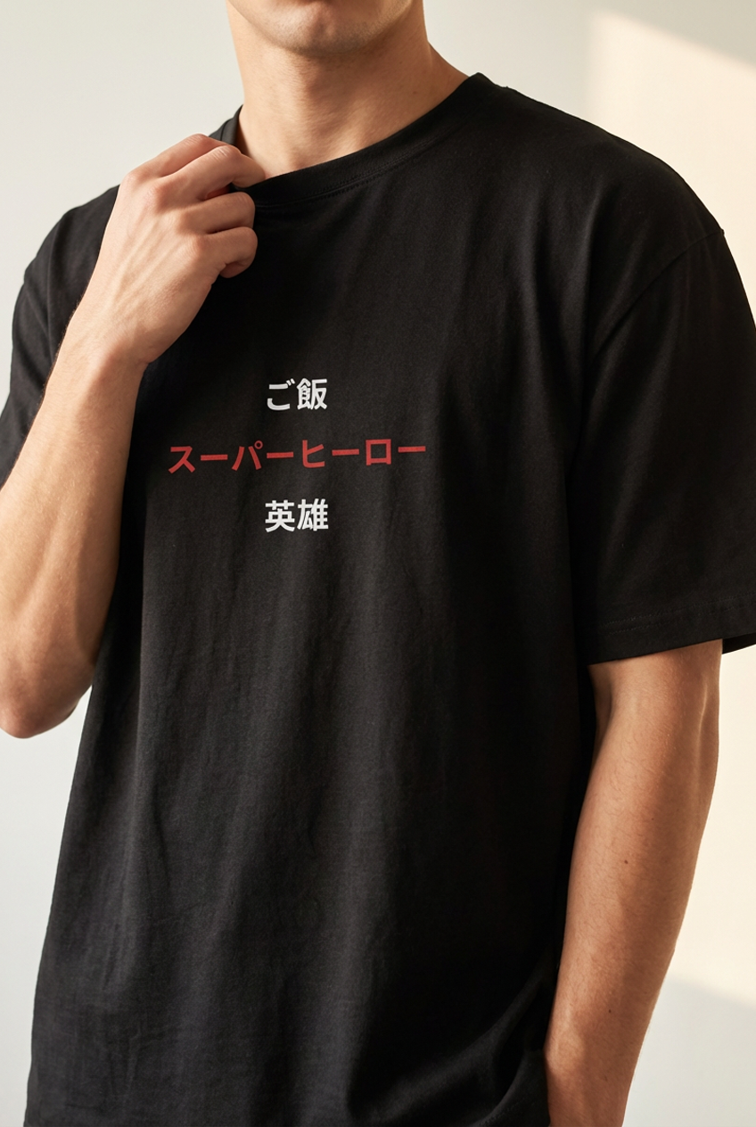 "SUPER HERO GOHAN" Oversized BLACK T-Shirt