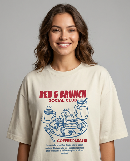"BED & BRUNCH SOCIAL CLUB" Women's Oversized T-Shirt
