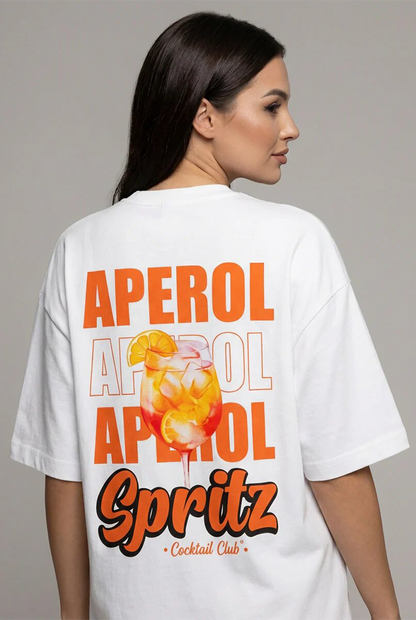 "SUNSET SPRITZ" Women's Oversized WHITE T-Shirt