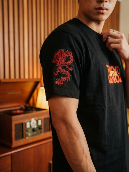 "TOKYO DRAGON" PREMIUM BLACK Terry Oversized T-Shirt