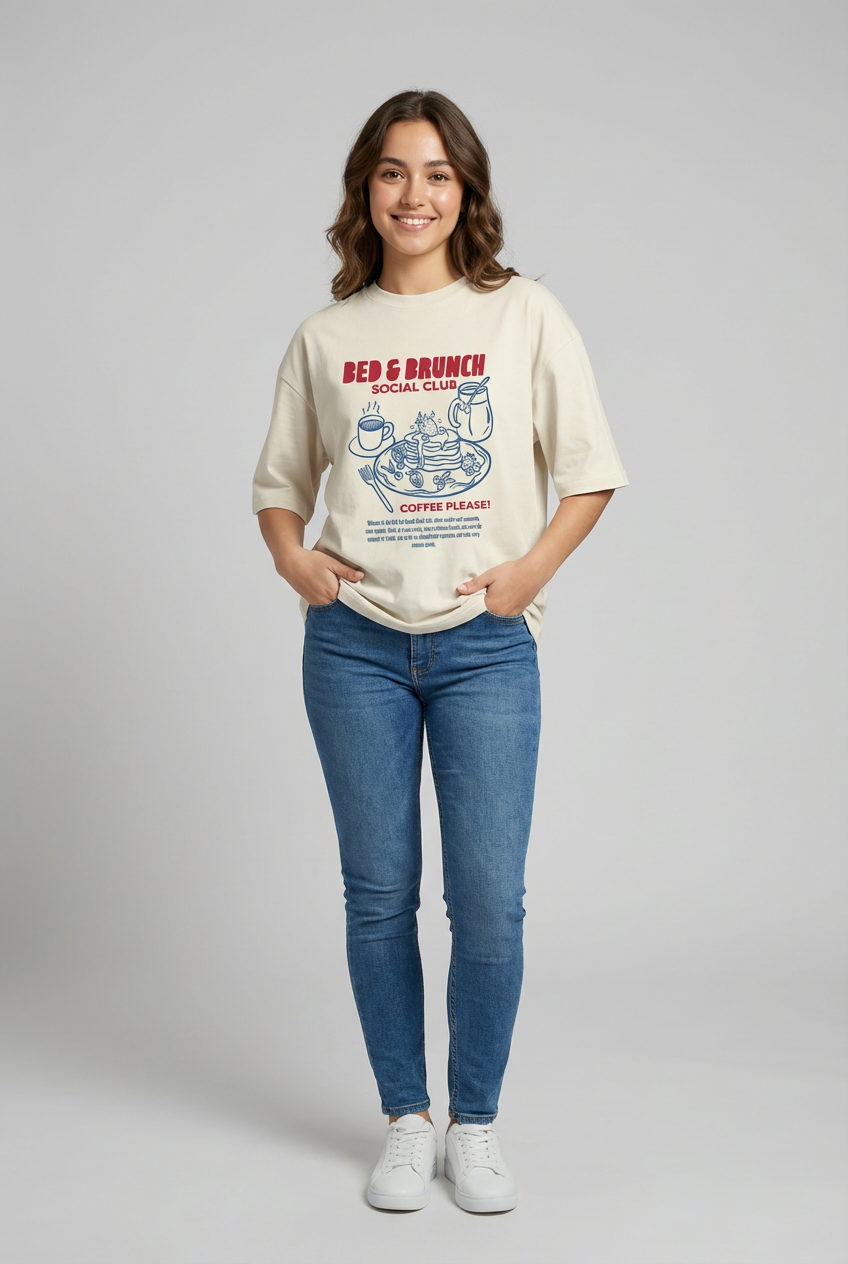 "BED & BRUNCH SOCIAL CLUB" Women's Oversized T-Shirt