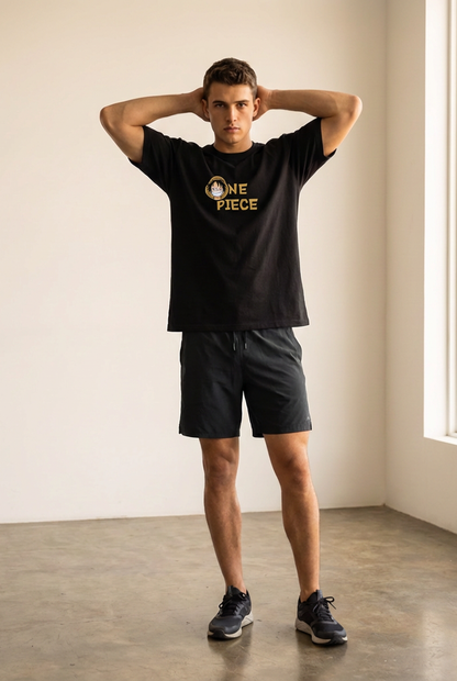 "ONE PIECE SERIES" PREMIUM BLACK TERRY UNISEX OVERSIZED T-Shirt