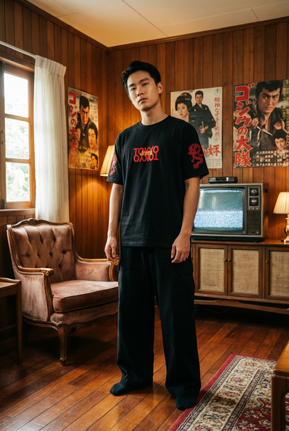 "TOKYO DRAGON" PREMIUM BLACK Terry Oversized T-Shirt