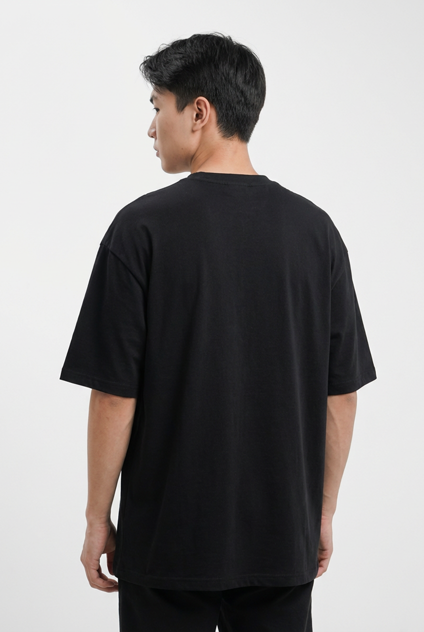 “GEAR FIFTH LUFFY" Oversized BLACK T-Shirt
