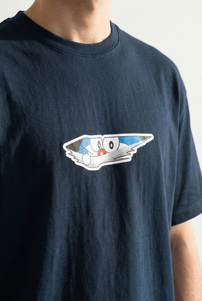 “DORAEMON THE TIME TRAVELER" Unisex Oversized NAVY BLUE T-Shirt