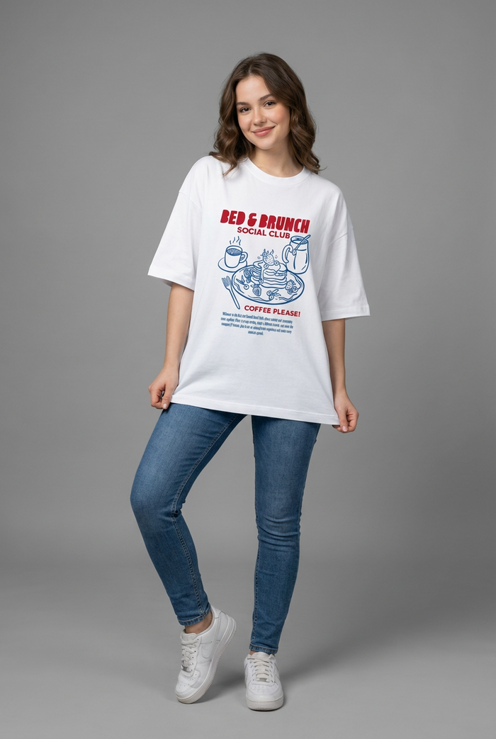 "BED & BRUNCH SOCIAL CLUB" Women's Oversized T-Shirt
