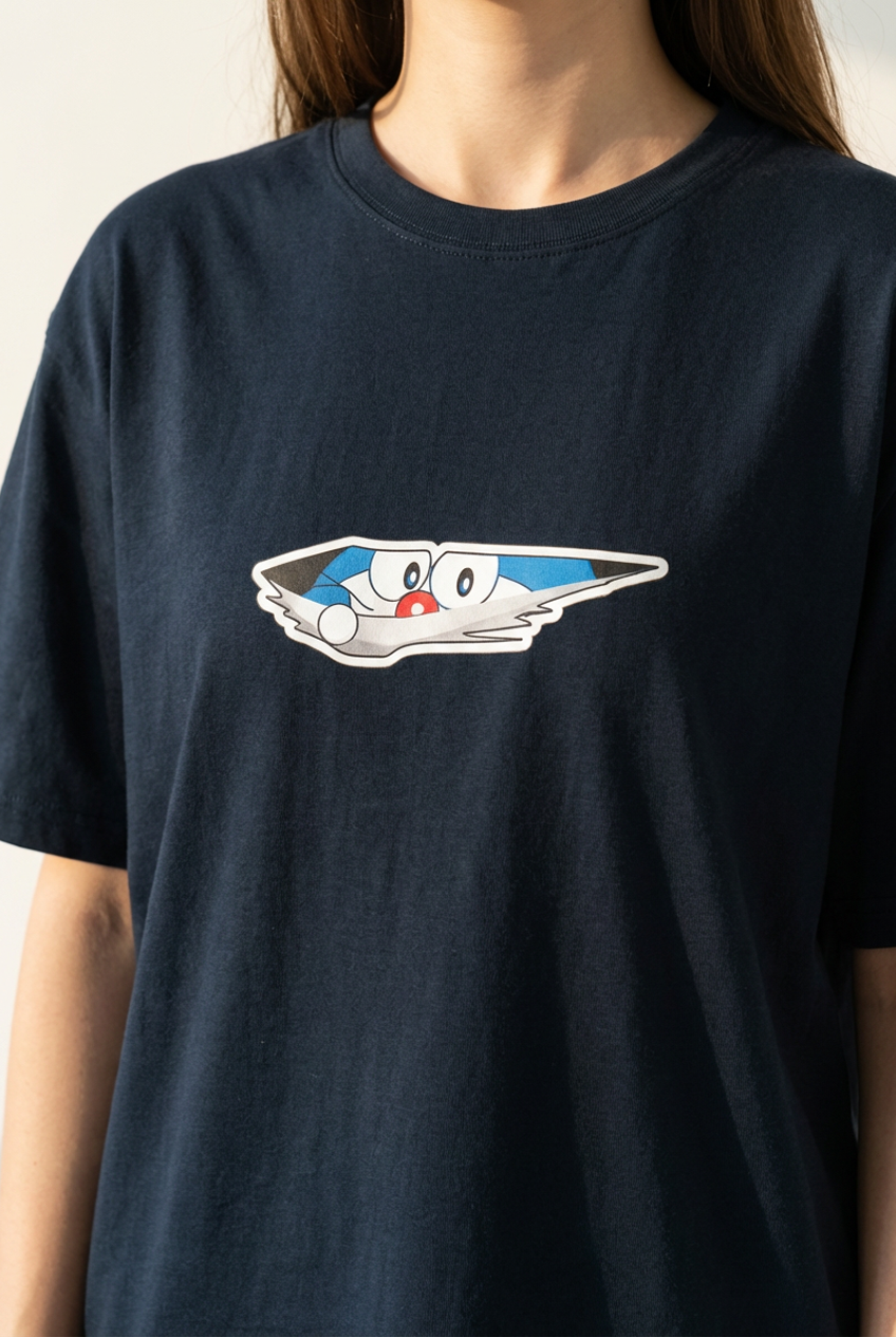 “DORAEMON THE TIME TRAVELER" Unisex Oversized NAVY BLUE T-Shirt