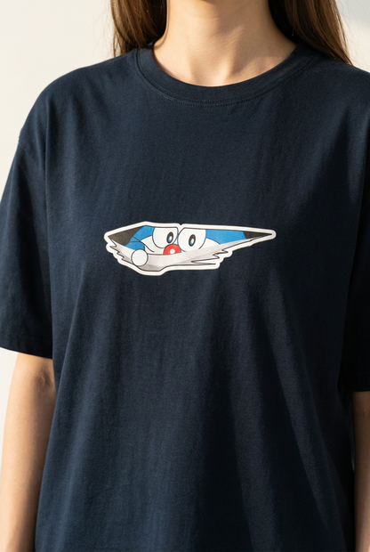 “DORAEMON THE TIME TRAVELER" Unisex Oversized NAVY BLUE T-Shirt