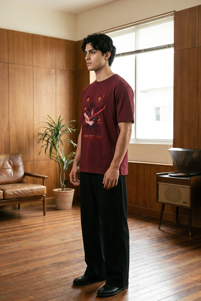 "ETERNAL VIGILANCE" Oversized BURGUNDY T-Shirt