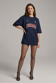 "IDENTITY NO. 23" Women's Oversized NAVY BLUE T-Shirt